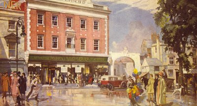 Una facciata georgiana, preservando il carattere locale del centro commerciale, 1925 da English School